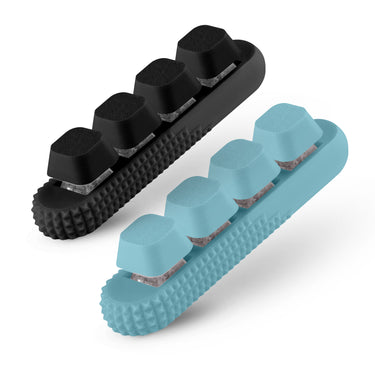 2 Pack Fidget Clickers, 4 x Loud Click Buttons, Textured Design for Stress Relief & Focus Aid with Lanyard (Blue-Black)